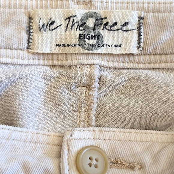 We The Free Women 8 Fine Line Straight Cropped Corduroy Pants Cream Boho Western - Picture 8 of 8